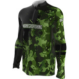Camisa Camiseta De Pesca Mar Negro Uv 50+ Verde Camuflado G3