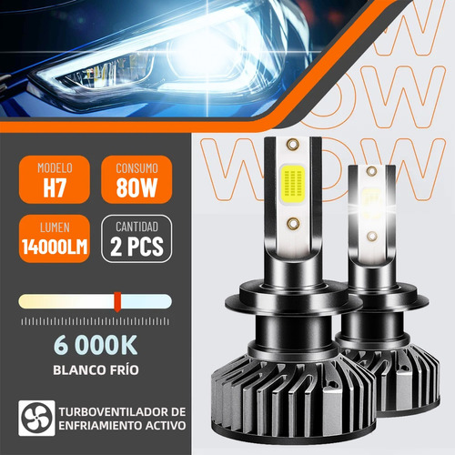 Kit De Faros Led 14000lm 80w H7 Luz Baja Para Volkswagen