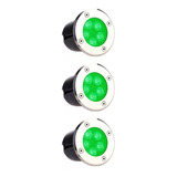 Kit 3 Peças Balizador 5w Verde Luminária Chão Piso Jardim