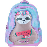 Mochila Escolar Grande Chenson Original Peluche Peresozo Lentejuelas, Glitter, Mariposa, Jirafa, Osito Panda, Morada, Portatablet Primaria Secundaria