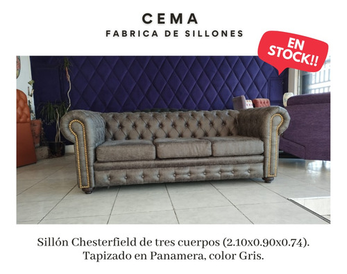 Sillón Chesterfield Clásico 3 Cuerpos Cema