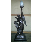 Estatua Genie Humain Petit Bronce Con Luz Arcangel Con Alas