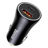 Carregador Para Carro Celular 60w Turbo Baseus Tipo C + Usb