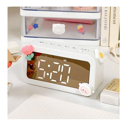 Reloj De Mesa Con Espejo, Alarma Digital Multifuncional