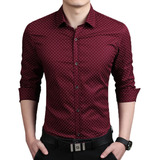 Camisa Hombre Lunares Manga Larga Slim Fit Gentleman