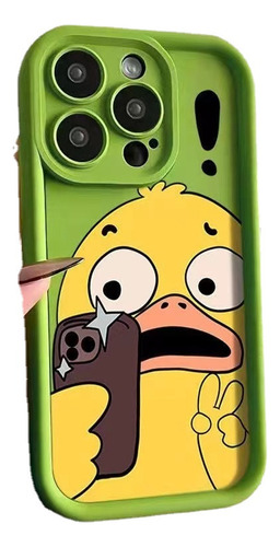 Bonita Funda De Silicona De Cartoon Duck For iPhone 15 Pro