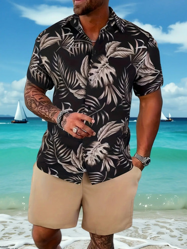 Conjunto De Camisa De Manga Corta Con Estampado Tropical De  | MercadoLibre