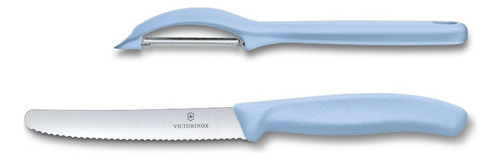 Victorinox Set Cuchillo Y Pelador Universal Swiss Classic Color Azul Claro
