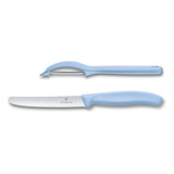 Victorinox Set Cuchillo Y Pelador Universal Swiss Classic Color Azul Claro