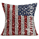 Fundas De Almohada Vintage Bandera Patriótica American...