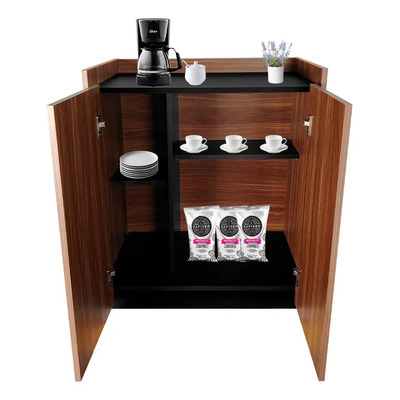 Gabinete Estación De Café Decomobil Mesa Auxiliar Multiusos Nogal Neo - Negro Mate | Meses sin interés