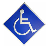 Emblema Troquel Aluminio Letrero Discapacidad Azul 9cm