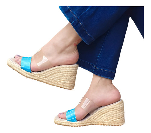 Plataforma Yute Alta 8 Cm Con Mica En Colores Pastel - 0131