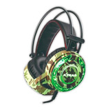 Headset Fone Gamer Pro Camuflado Com Microfone Led Lc827