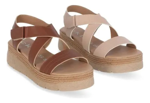 Sandalia Plataforma Mujer Cafe Y Beige Duo 564 | Meses sin interés
