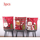 3 Fundas Silla Navideña Cubre Sillas Navidad Reno Santa Mesa