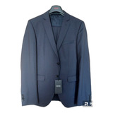 Traje Hugo Boss Azul Textura A Rayas 38 R Extra Slim Fit!!