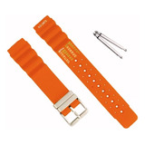 Pulseira 20mm Silicone Compatível Relogio Citizen Aqualand Cor Laranja