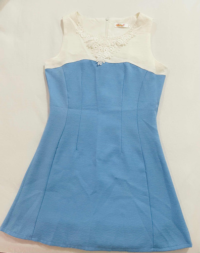 Vestido Celeste Y Blanco Importado Mujer Talle: L