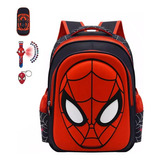 Spider-man Mochila Escolar Preescolar/estudiante De 3d Dibujos Animados (con Estuche Lápices +reloj Luminoso De Proyección + Llavero )