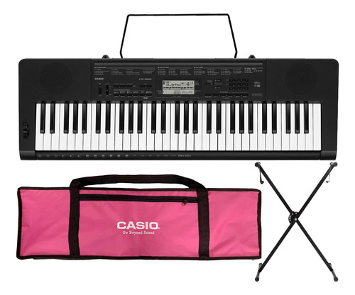 Kit Teclado Casio Ctk-3500 Musical 5/8 Completo Rosa