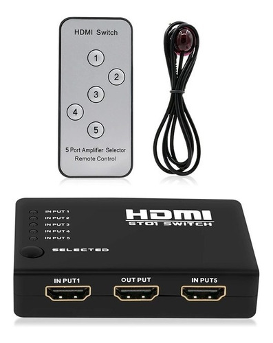 Hdmi Switch Multiplicador Selector 5x1 Full Hd 1080p Control