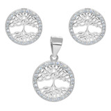 Conjunto De Plata 925 Árbol De La Vida Con Microcircones