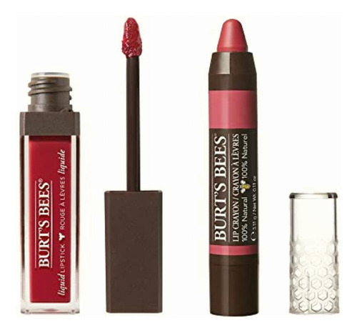 Kit Lips Duo Líquido + Crayon, Burt's Bees, Labial Líquido