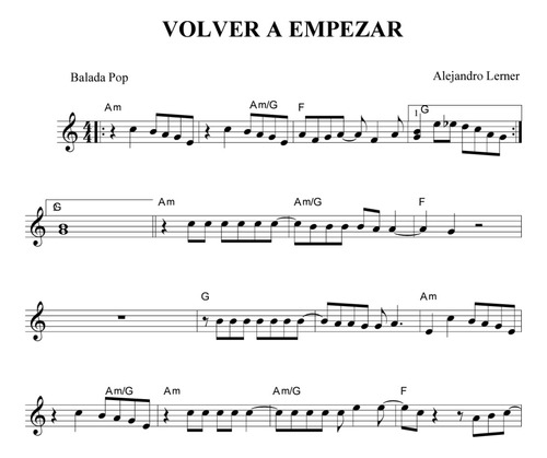 Partitura Volver A Empezar De A. Lerner Para Piano Y Órgano 