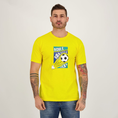 Camisa Aqui É Brasil Amarela