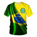 Camisa Casual De Manga Corta Patriota Green Yellow Brazil