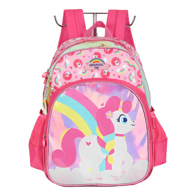 Mochila De Costas Luxcel Up4you Unicórnio Colorido Pink Cor Rosa Estampado