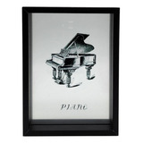 Cuadro De Vidrio Marco Negro Diseño Piano Decorativo Grande