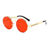 Lentes De Sol Redondos Retro Vintage Rojos, Funda Gratis!