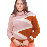 Blusa De Frio Tricot Gola Alta Grosso Manga Longa Feminino