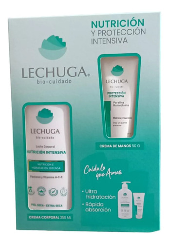  Pack Crema Lechuga Corporal Nutricion + Manos Proteccion Fragancia Neutro