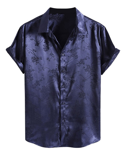 Camisa Hawaiana Ajustada Con Solapa Para Hombre