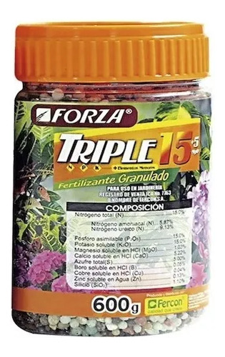 Fertilizante De Plantas Triple 15-15-15 Frasco X 600 Grs