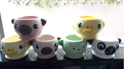 10 Cachepot Vaso P Suculenta Cactos Animais Em Cerâmica 