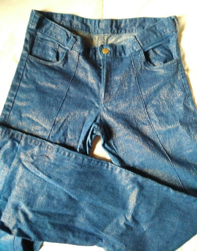 Pantalon Jean Elastizado Con Brillitos Dorados T. 28