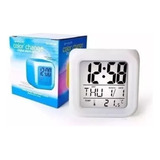 Reloj Despertador Cubo Cambia 7 Colores Temperatura Alarma C