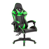 Cadeira De Escritório Tech Chair Cadeira Gamer Premium Ergonômica  Preto E Verde Com Estofado De Couro Sintético