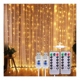 2 Cortinas Serie Luces 300 Led Decorativas Usb 8 Modos 3x3m