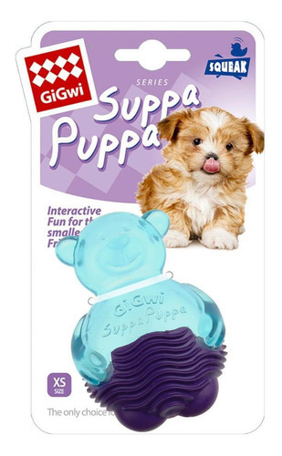 Bear With Squeaker Suppa Puppa Gigwi Para Perro Azul, Color Morado