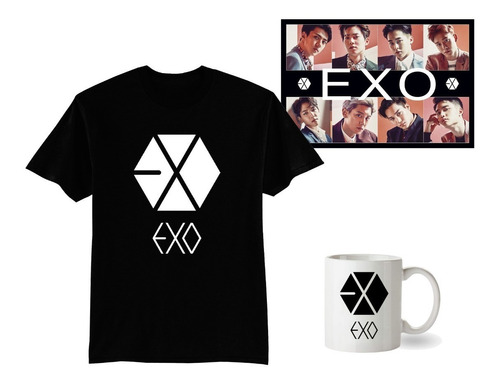 Paquete Kpop Exo Playera Taza Y Póster