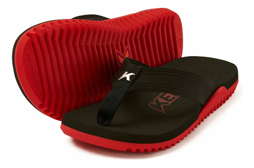 Chinelo Kenner Nk6 Pro Unissex Preto Vermelho Casual