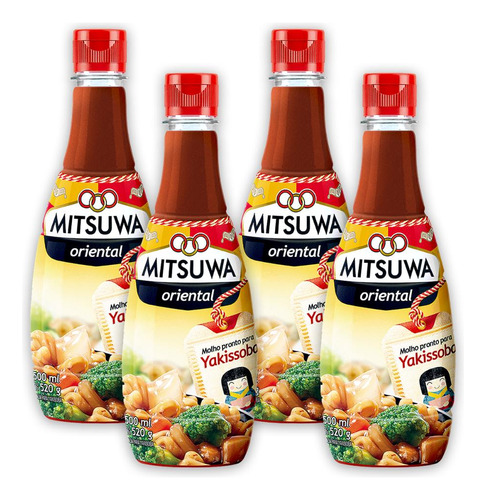 4un Molho Yakissoba Mitsuwa 500ml Para Culinária Oriental