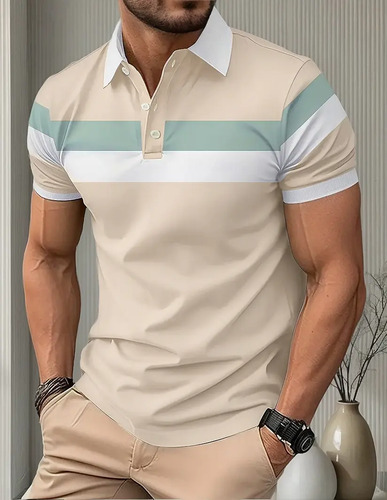 Polo Casual Simple De Manga Corta Para Hombre En Color Patch | MercadoLibre