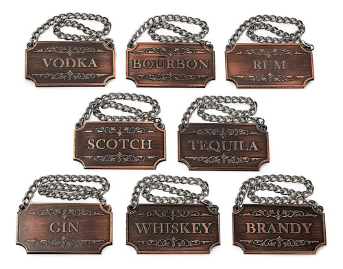 Decanter Tags Cobre Juego De 8 Para Alcohol - The Wine Savan