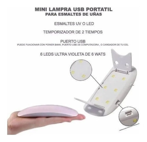 Cabina Led Uv Sun Mini 6w Secador Uñas Esculpidas Gelificada